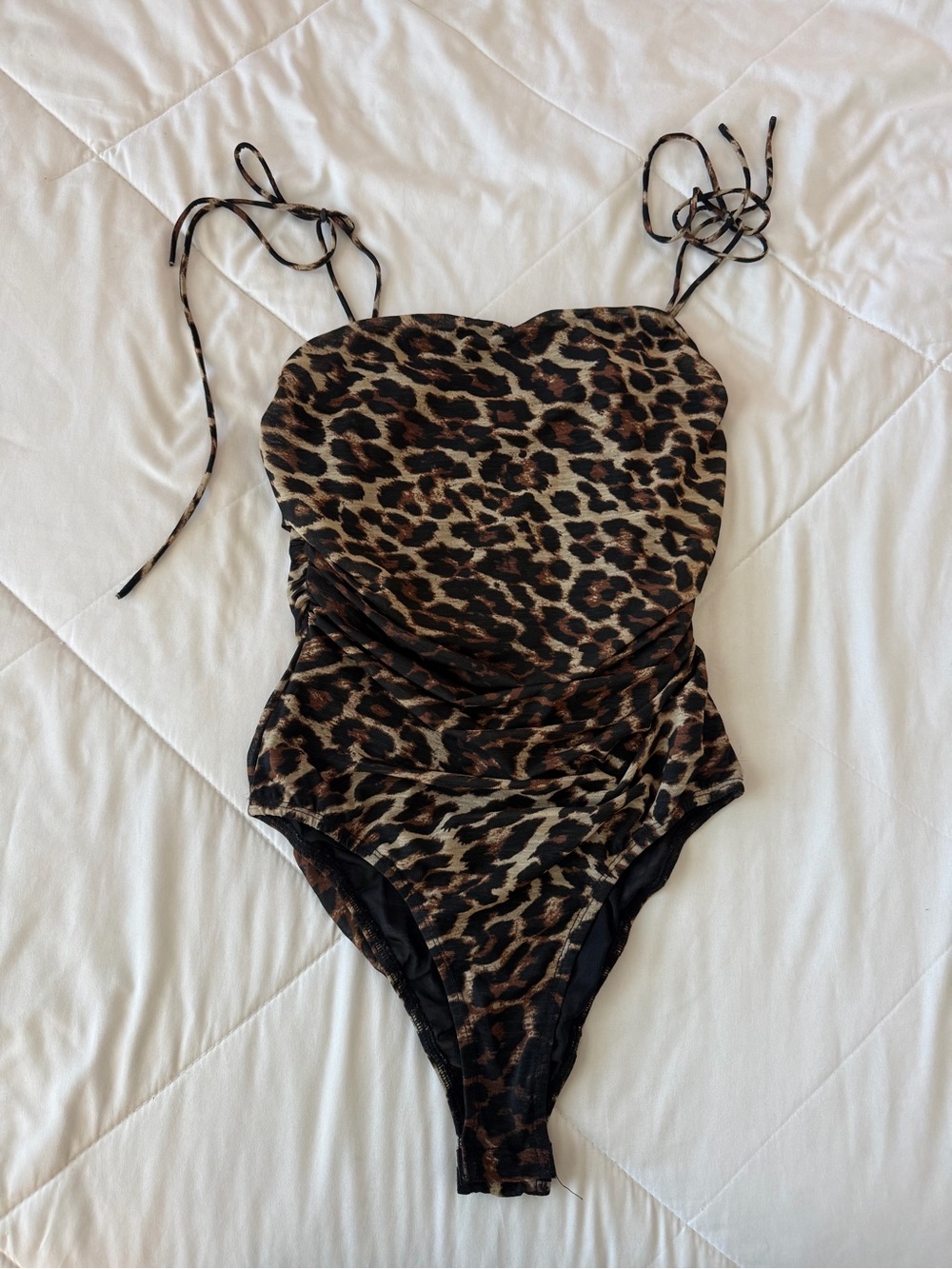 Princess Polly Leopard Print Tie-Strap Bodysuit - Brown & Black